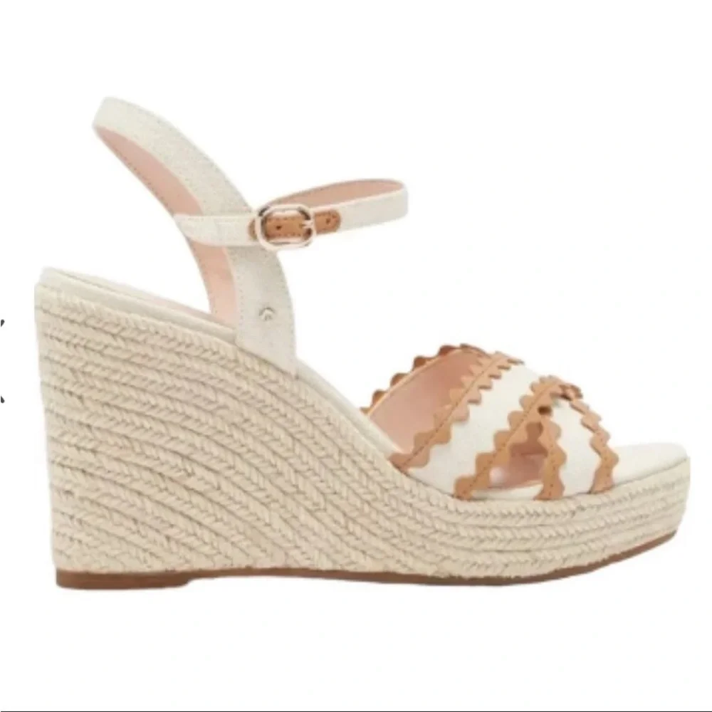 Kate Spade New York Tan Tulum Ankle Strap Wedge Heel Sandal - Size 10, NIB